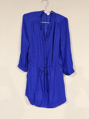 Babaton Royal Blue Silk Patterned Dress Size Medium Like New